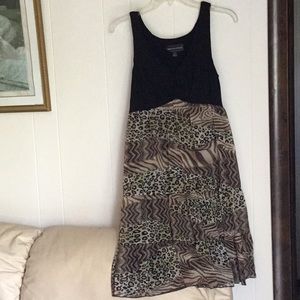 Dress with animal print on bottom half